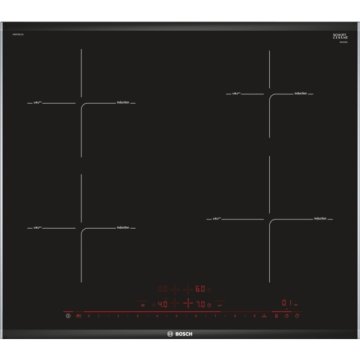 Bosch PIE675DC1E piano cottura Nero, Acciaio inox Da incasso Piano cottura a induzione 4 Fornello(i)