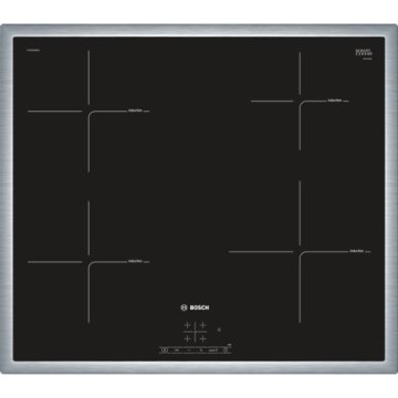 Bosch Serie 4 PUE645BB2E piano cottura Nero, Acciaio inox Da incasso Piano cottura a induzione 4 Fornello(i)