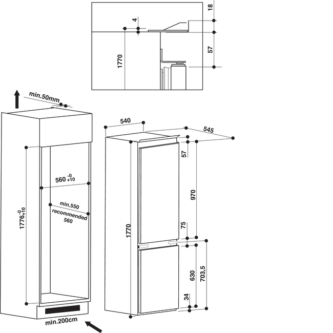 BCB70301AA - Hotpoint BCB 70301 AA Combinato incasso - Combinati -  Frigoriferi da incasso - Negozi Elettronica Roma - Radionovelli