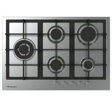 Bompani BO293NA/N piano cottura Nero, Acciaio inox Da incasso Gas 5 Fornello(i)