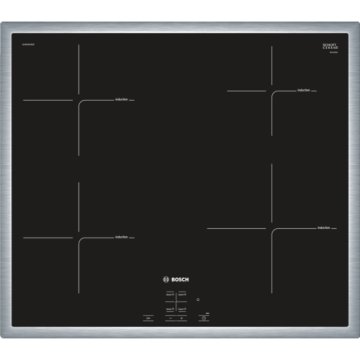 Bosch Serie 4 NUE645CB2E piano cottura Nero, Acciaio inox Da incasso Piano cottura a induzione 4 Fornello(i)