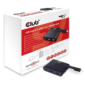 CLUB3D USB Type-C to HDMI™ 2.0 + USB 2.0 + USB Type-C Charging Mini Dock