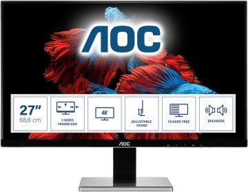AOC 77 Series U2777PQU Monitor PC 68,6 cm (27") 3840 x 2160 Pixel 4K Ultra HD LED Nero, Argento