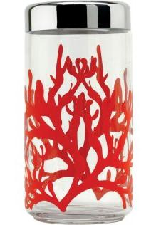 Alessi ESI14 recipiente Rotondo Vetro Rosso, Trasparente