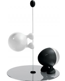 Alessi ASG02 BW saliera e pepiera Nero, Acciaio inox, Bianco