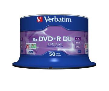 Verbatim DVD+R Double Layer 8x Matt Argento 50pk Spindle 8,5 GB DVD+R DL 50 pz