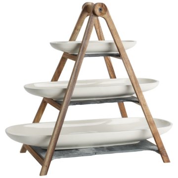 Villeroy & Boch 1041309031 piatto da portata Porcellana, Ardesia Bianco, Legno Ovale Alzata da portata