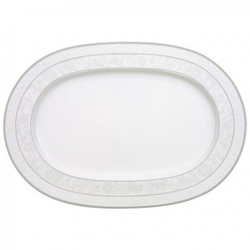 Villeroy & Boch 1043922940 piatto piano Piatto da dessert Ovale Porcellana Grigio, Bianco 1 pz