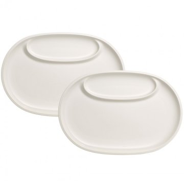 Villeroy & Boch 1041897528 piatto piano Ovale Porcellana Bianco, Legno 2 pz