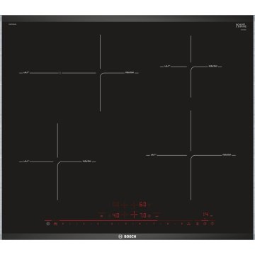 Bosch Serie 8 PIF675DE3E piano cottura Nero, Acciaio inox Da incasso Piano cottura a induzione 4 Fornello(i)