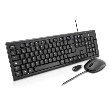 V7 CKU100 tastiera Mouse incluso USB QWERTZ Tedesco Nero