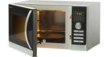 Sharp Home Appliances R-844INW forno a microonde Superficie piana Microonde combinato 25 L 900 W Nero, Argento