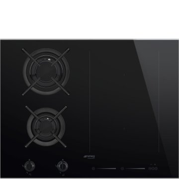 Smeg PM6621WLDX piano cottura Nero, Acciaio inox Da incasso Combi 4 Fornello(i)