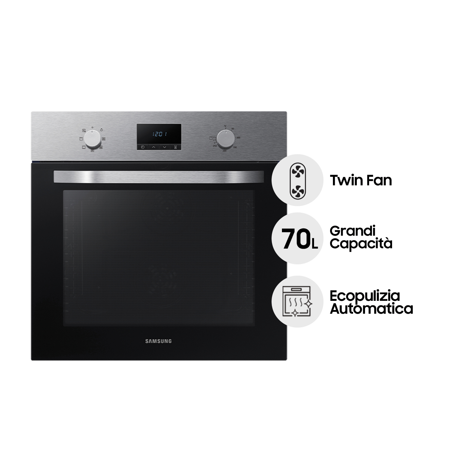 NV70K1340BS/ET - Samsung NV70K1340BS/ET forno 68 L A Nero, Acciaio  inossidabile - Forni da incasso - Negozi Elettronica Roma - Radionovelli