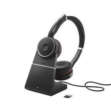 Jabra Evolve 75 MS Stereo Auricolare Con cavo e senza cavo A Padiglione Ufficio Micro-USB Bluetooth Nero, Rosso