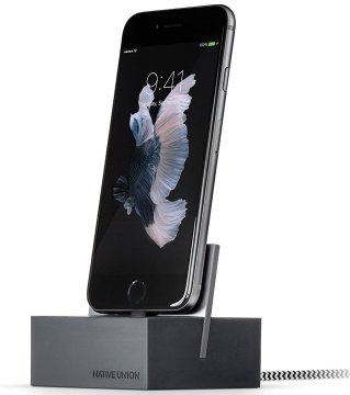 Native Union DOCK+-IP-CABLE-GRY Caricabatterie per dispositivi mobili Tastiera, MP4, Controlli da remoto, Smartphone, Tablet Grigio, Argento USB Interno