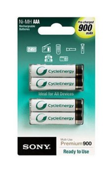 Sony NI-MH, AAA, 900 mAh Batteria ricaricabile Mini Stilo AAA Nichel-Metallo Idruro (NiMH)