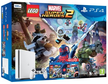 Sony PlayStation 4 500GB + Lego Marvel Super Heroes 2 + Lego Avengers Wi-Fi Bianco
