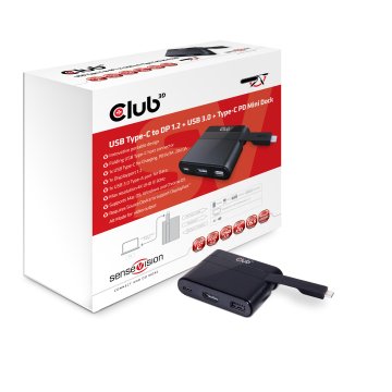 CLUB3D Mini Dock USB Type-C to Displayport1.2 + USB3.0 + USB Type C Charging