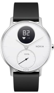 Nokia Steel HR Braccialetto per rilevamento di attività Nero, Acciaio inox, Bianco
