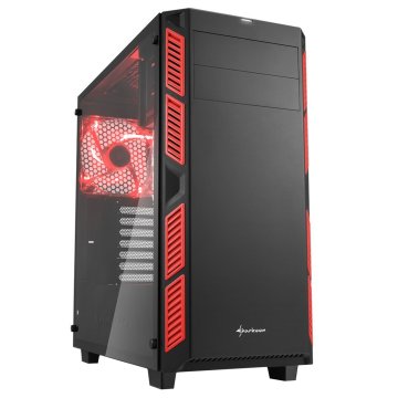 Sharkoon AI7000 Glass Tower Nero, Rosso