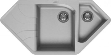 Elleci Ego Corner Lavello montato su piano Angolo Metaltek