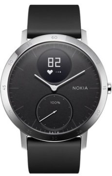 Nokia Steel HR Braccialetto per rilevamento di attività Nero, Acciaio inox