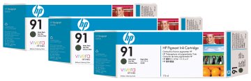 HP 91 3-pack 775-ml Matte Nero DesignJet Pigment Ink Cartridges cartuccia d'inchiostro 1 pz Originale Nero opaco