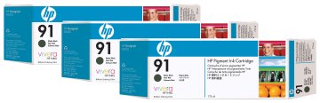 HP 91 3-pack 775-ml Matte Nero DesignJet Pigment Ink Cartridges cartuccia d'inchiostro 1 pz Originale Resa standard Nero opaco