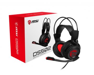 MSI DS502 Auricolare Cablato A Padiglione Gaming Nero, Rosso