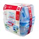 EMSA 515481 recipiente per cibo Rettangolare Set Blu, Trasparente 9 pz 2