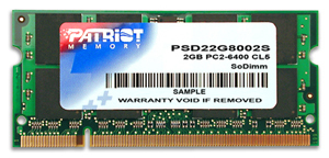 Patriot Memory DDR2 2GB CL5 PC2-6400 (800MHz) SODIMM memoria