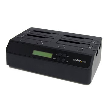 StarTech.com Docking Station per Hard Disk a 4 Slot - Duplicatore ed Eraser USB 3.0/eSATA per SSD/HDD SATA - Dock Standalone 1:3 per Hard Drive con funzione Clone - Carica dall'Alto, non necessita di 