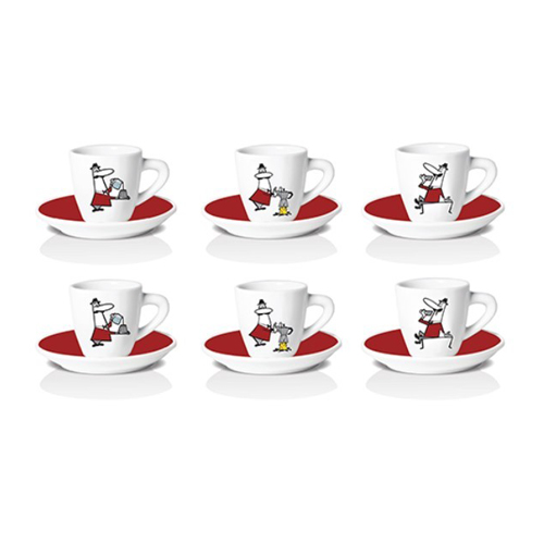 Y0TZ989 - Bialetti Set 6 Tazzine L'Omino coi Baffi Rosso - Tazze -  Bicchieri - Accessori per la cucina - Cucina a Roma - Radionovelli