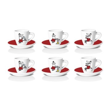 Bialetti Set 6 Tazzine L’Omino coi Baffi Rosso