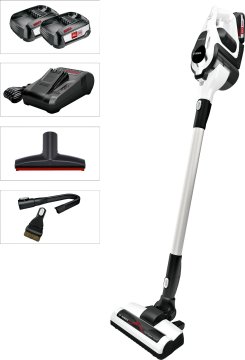 Bosch Serie 8 BBS1224 scopa elettrica Aspirapolvere a bastone 2 in 1 Batteria Secco Sacchetto per la polvere 0,4 L Cromo, Bianco
