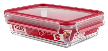 EMSA CLIP & CLOSE Glas Rettangolare Scatola 1,3 L Rosso, Trasparente 1 pz