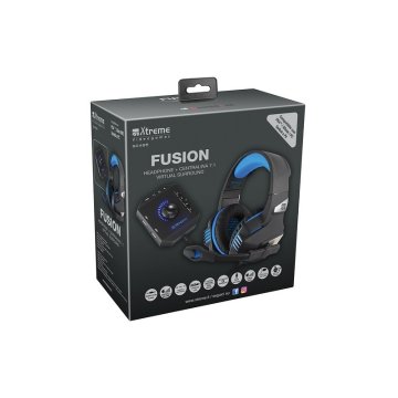 Xtreme Fusion Headset + Sound Box 7.1 Auricolare Cablato A Padiglione Giocare Nero, Blu