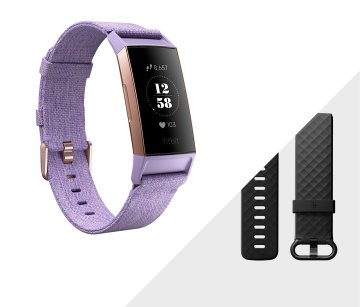 Fitbit Charge 3 OLED Braccialetto per rilevamento di attività Lavanda, Rose Oro