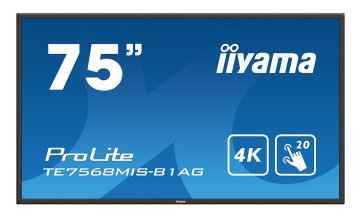iiyama ProLite TE7568MIS-B1AG Pannello piatto interattivo 190,5 cm (75") LED 310 cd/m² 4K Ultra HD Nero Touch screen 24/7