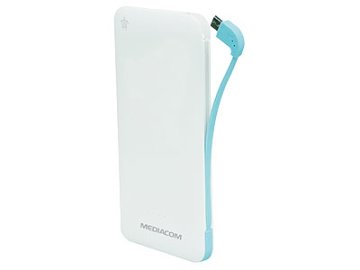 Mediacom M-PBSF50 batteria portatile 5000 mAh Blu, Bianco