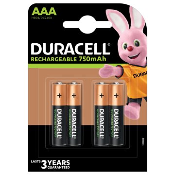 Duracell AAA (4pcs) Batteria ricaricabile Mini Stilo AAA Nichel-Metallo Idruro (NiMH)