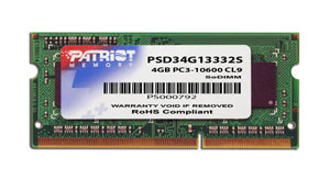 Patriot Memory 4GB DDR3 SODIMM memoria 1 x 4 GB 1333 MHz