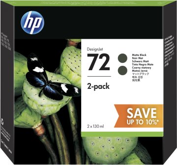 HP 72 2-pack 130-ml Matte Nero DesignJet Ink Cartridges cartuccia d'inchiostro 2 pz Originale Resa elevata (XL) Nero opaco