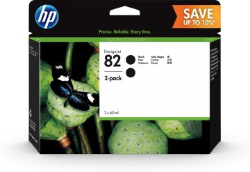 HP 82 2-pack 69-ml Nero DesignJet Ink Cartridges cartuccia d'inchiostro 2 pz Originale Resa elevata (XL) Nero