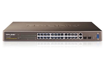 TP-Link Switch 24+4G Gigabit-Uplink Managed (24 porte RJ45 10/100M, 2 porte RJ45 10/100/1000M, 2 slot di espansione SFP)
