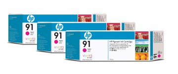 HP 91 3-pack 775-ml Magenta DesignJet Pigment Ink Cartridges cartuccia d'inchiostro 1 pz Originale Resa standard