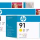 HP 91 3-pack 775-ml Yellow DesignJet Pigment Ink Cartridges testina stampante Getto termico d'inchiostro 3
