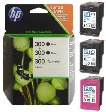 HP 300 cartuccia d'inchiostro 3 pz Originale Nero, Ciano, Magenta, Giallo