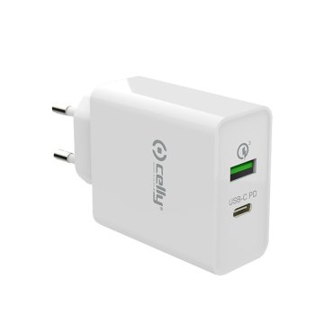 Celly TCUSBC18WWH Caricabatterie per dispositivi mobili Universale Bianco AC Interno
